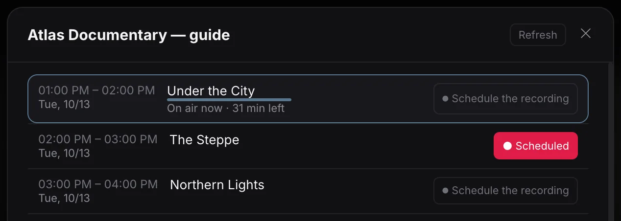 Programme guide