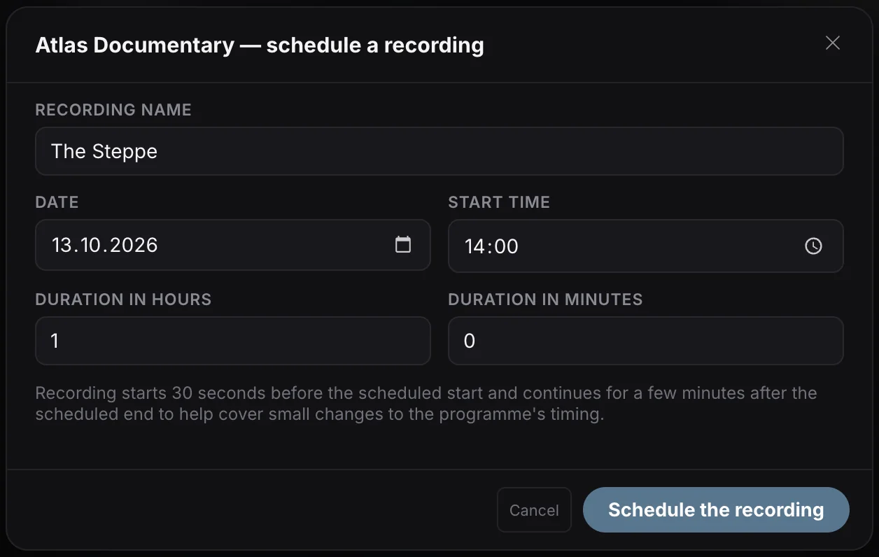 Scheduled recording