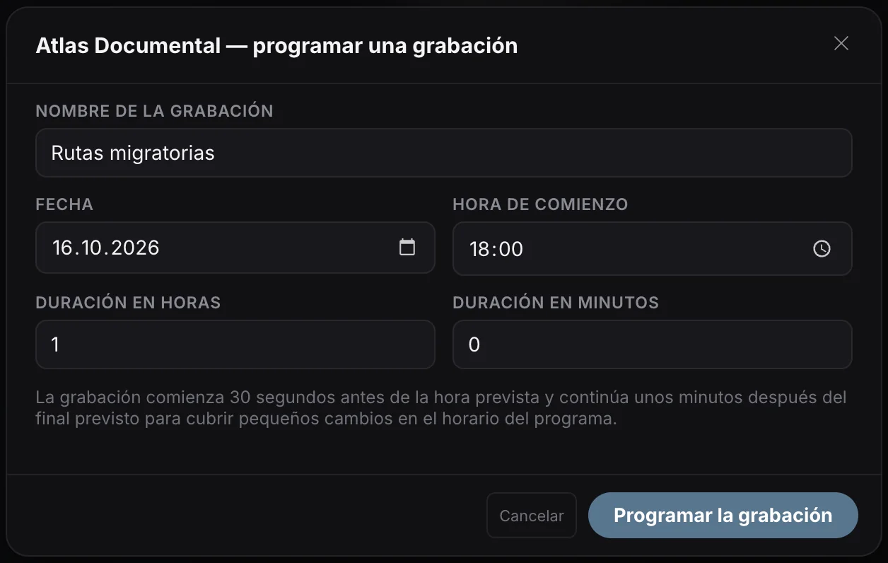 Grabación programada