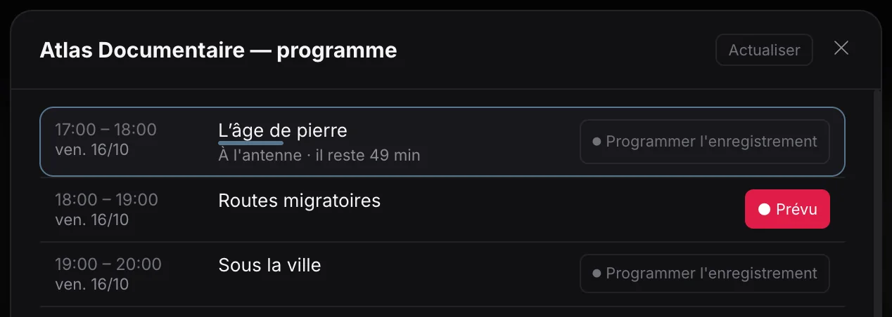 Guide des programmes