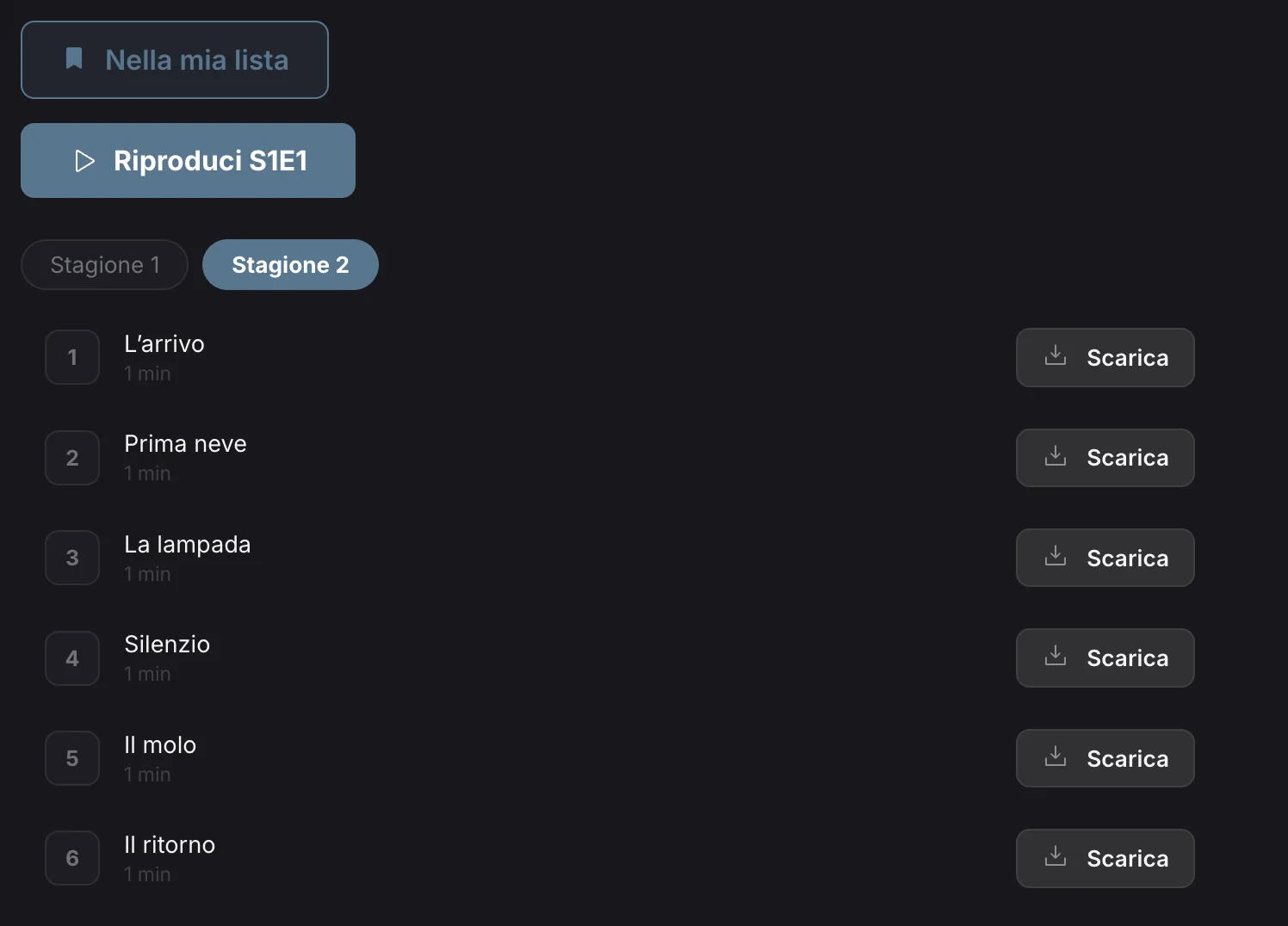 Serie e La mia lista