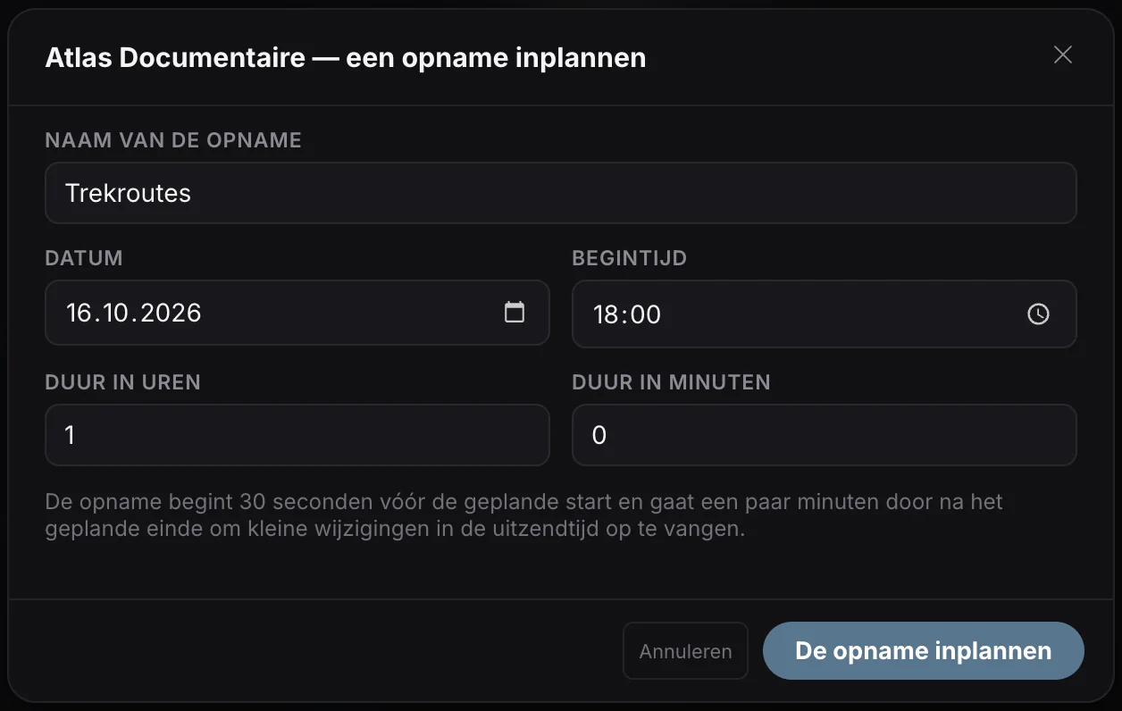 Geplande opname