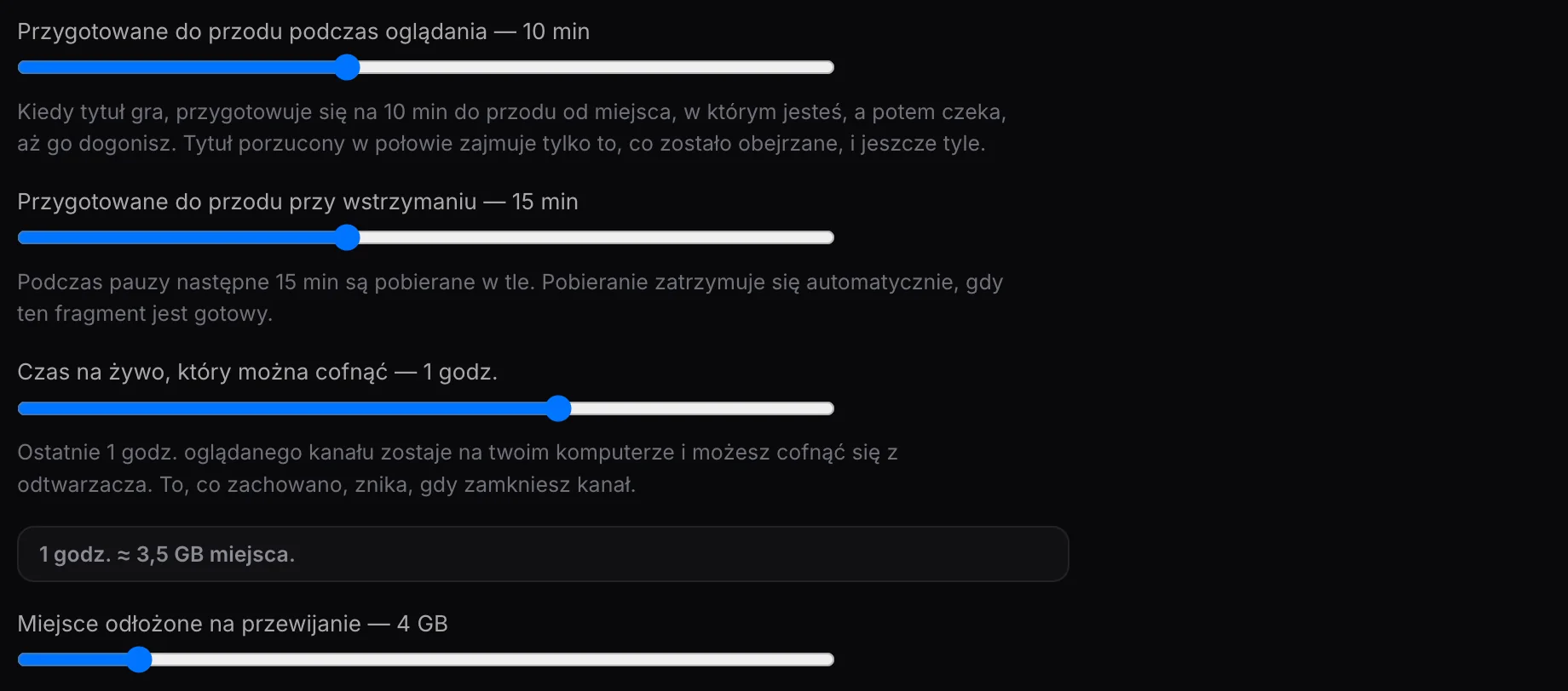 Opcje bufora