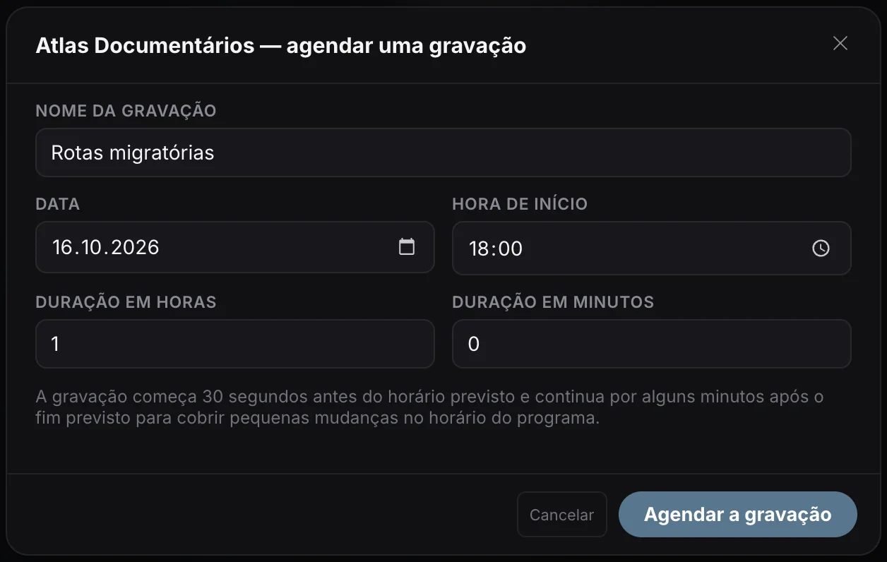 Gravação agendada