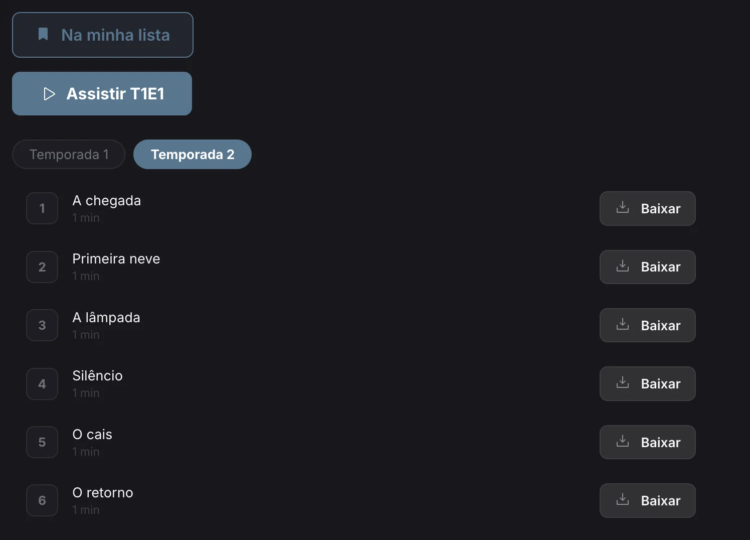 Séries e Minha lista