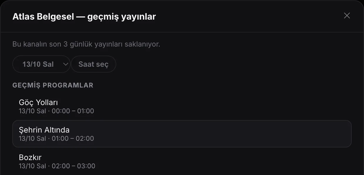Geçmiş yayınlar