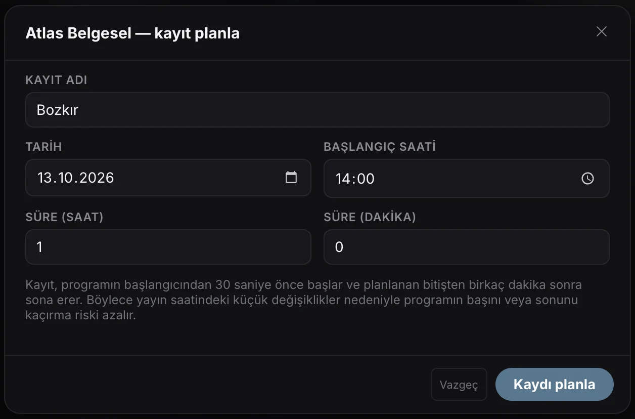 Zamanlanmış kayıt