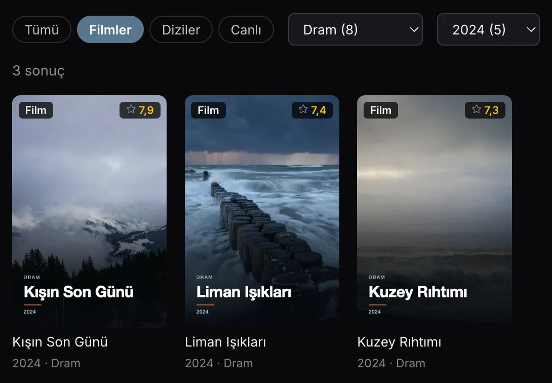 Arama, filtreler ve sıralama