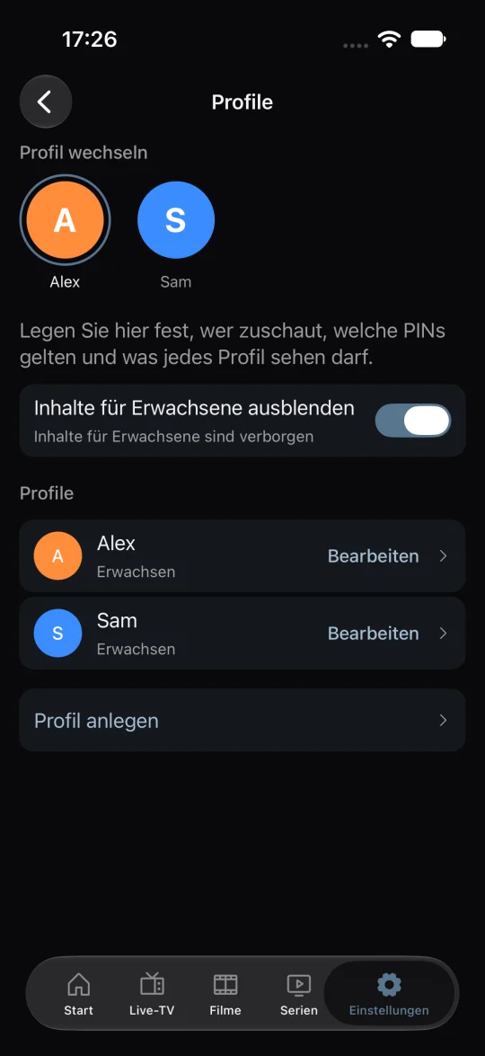 Profile und PIN