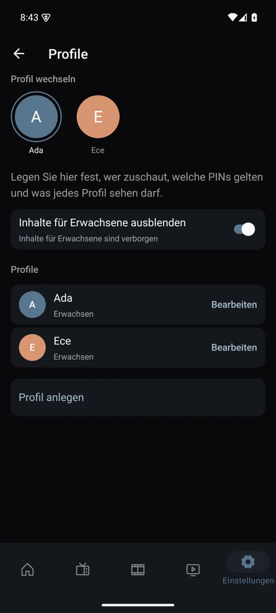 Profile und PIN