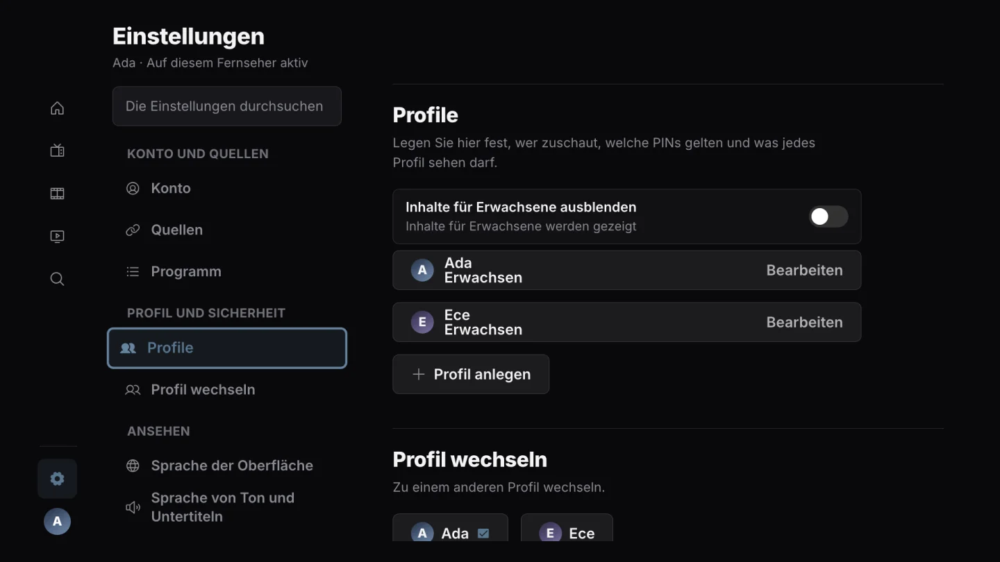 Profile und PIN