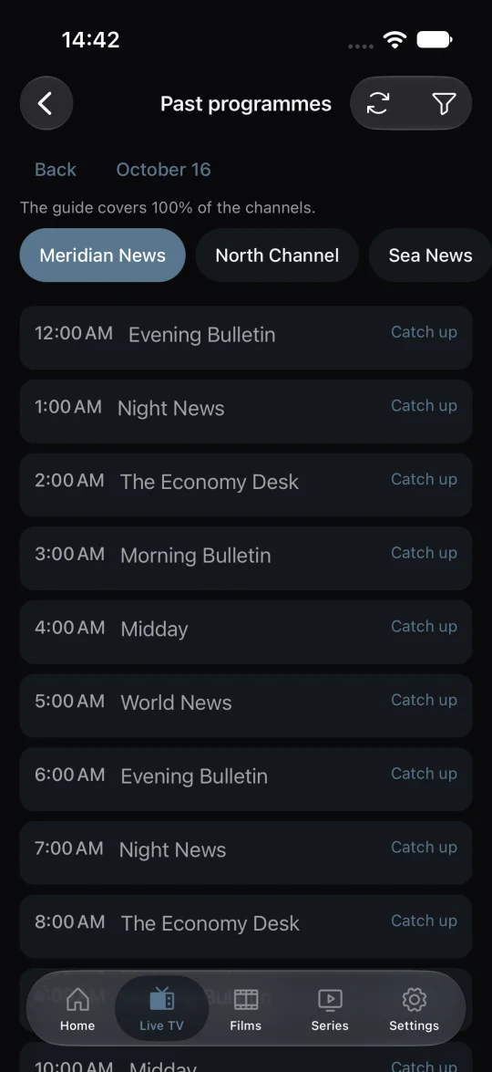 Return to an earlier programme.