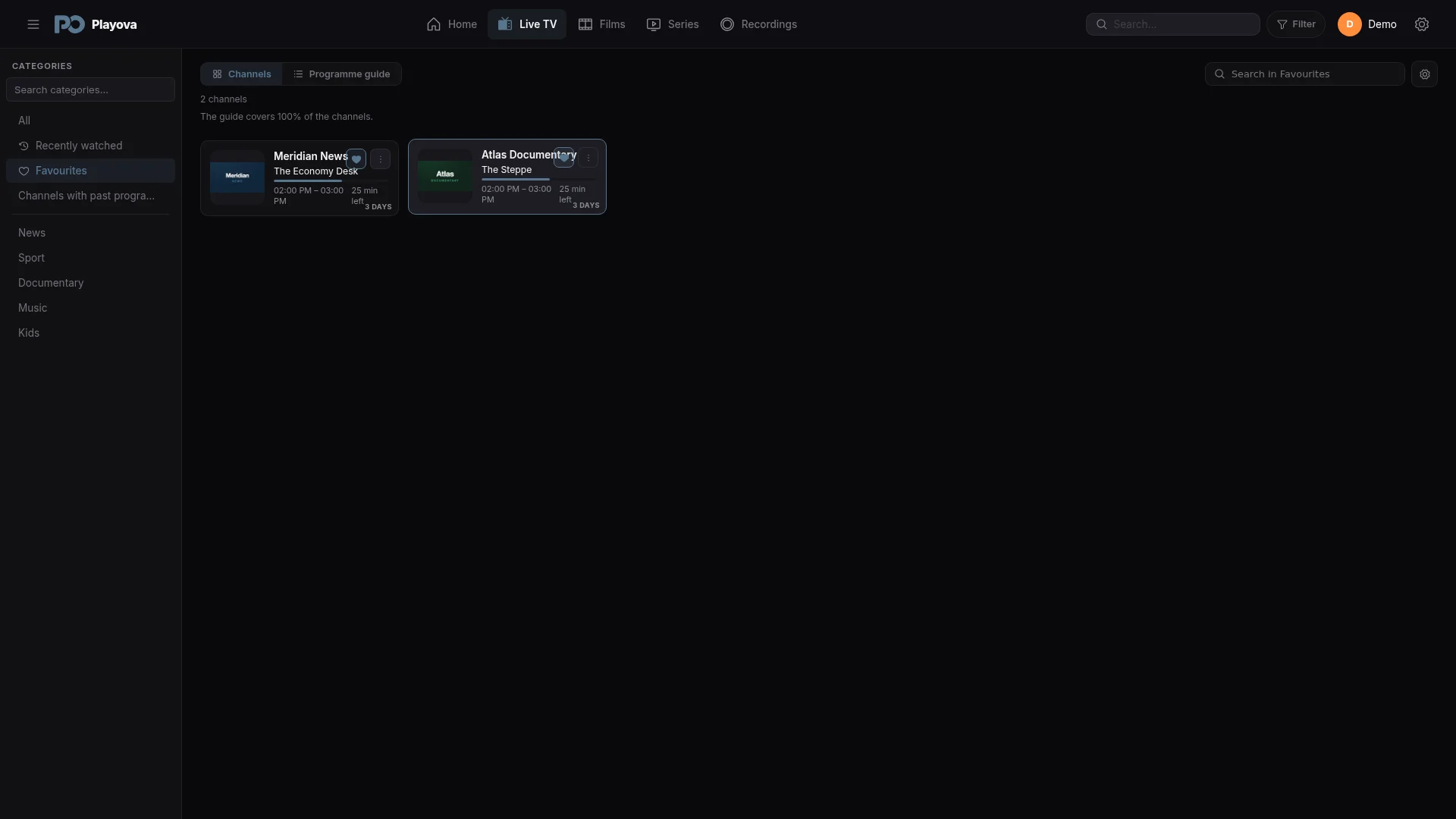 Your channels. Your favorites. One list.