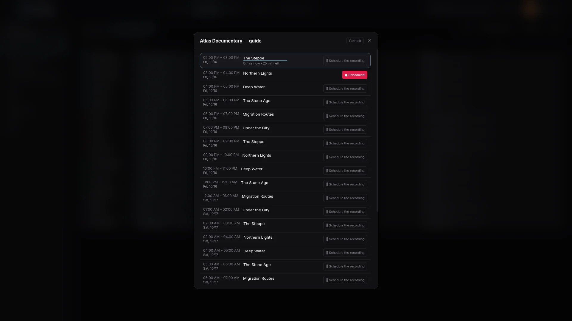 What’s on? What’s next? At a glance.