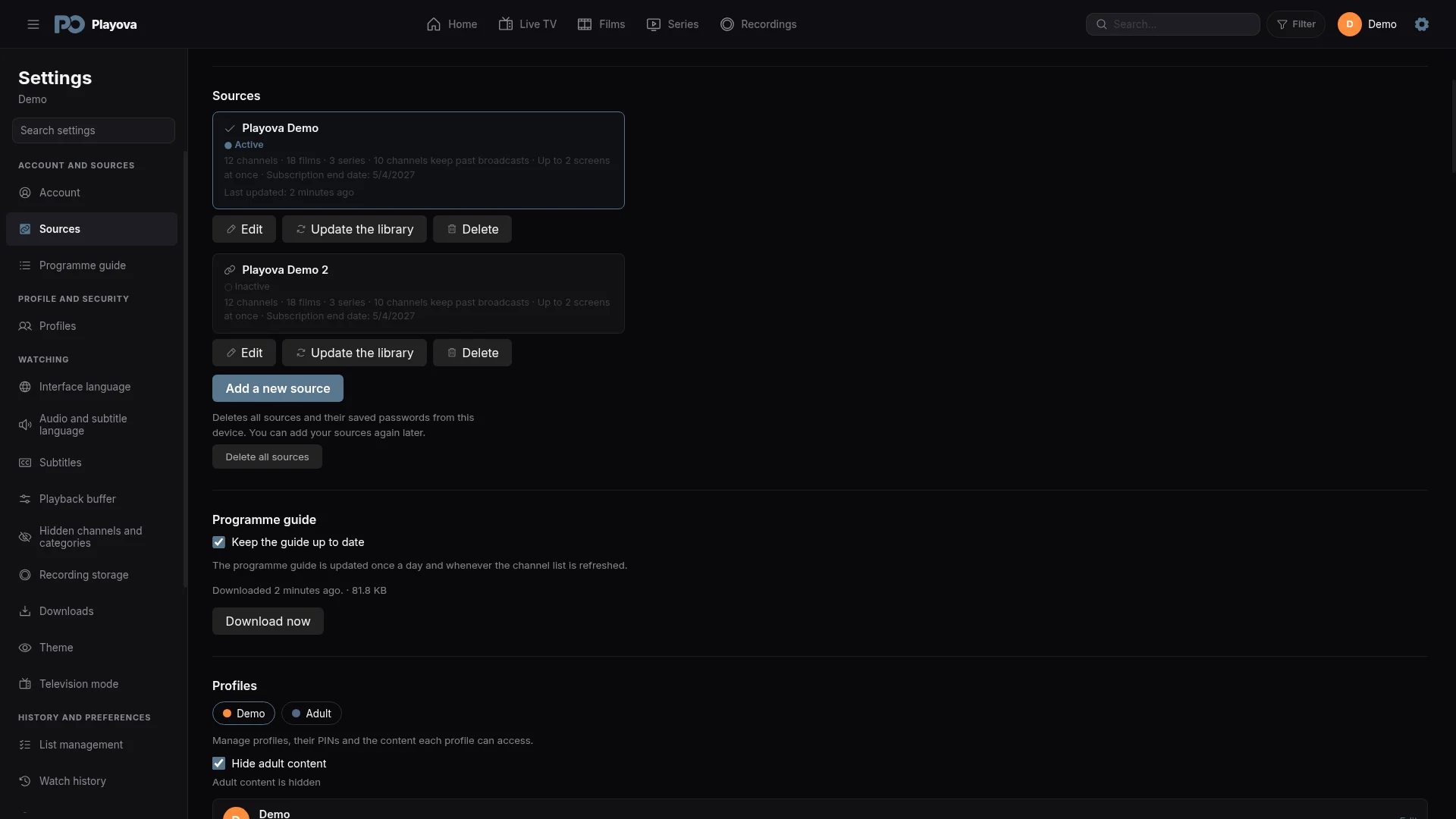 Add your sources. Manage in one place. Switch with ease.