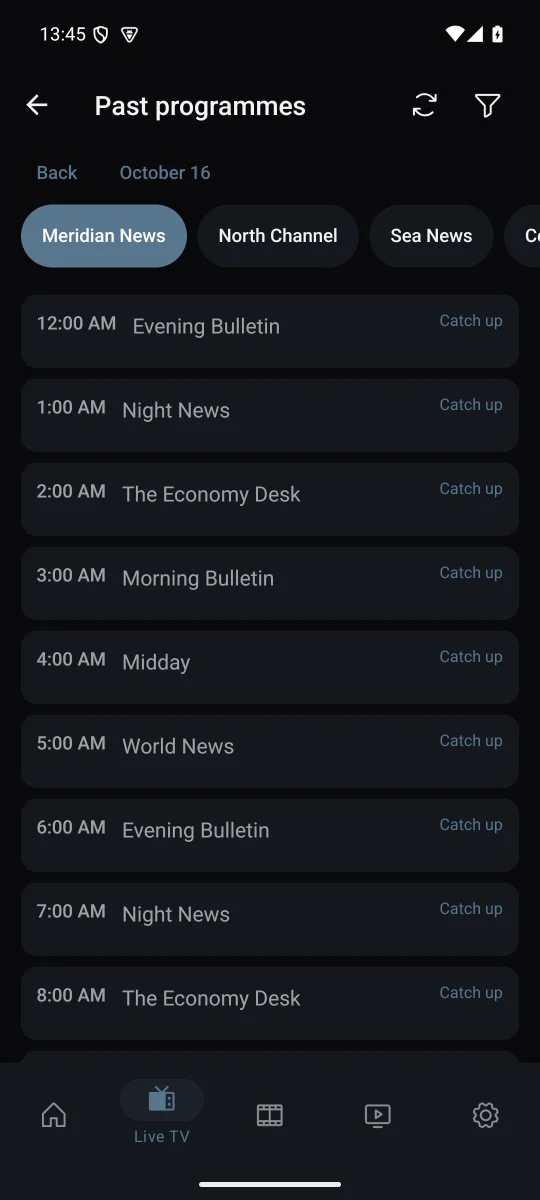 Return to an earlier programme.