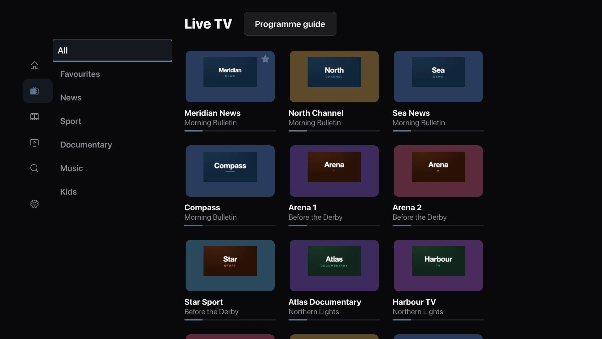 Your live channels