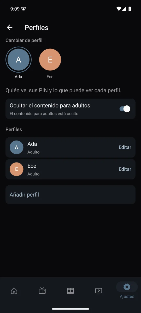 Perfiles y PIN