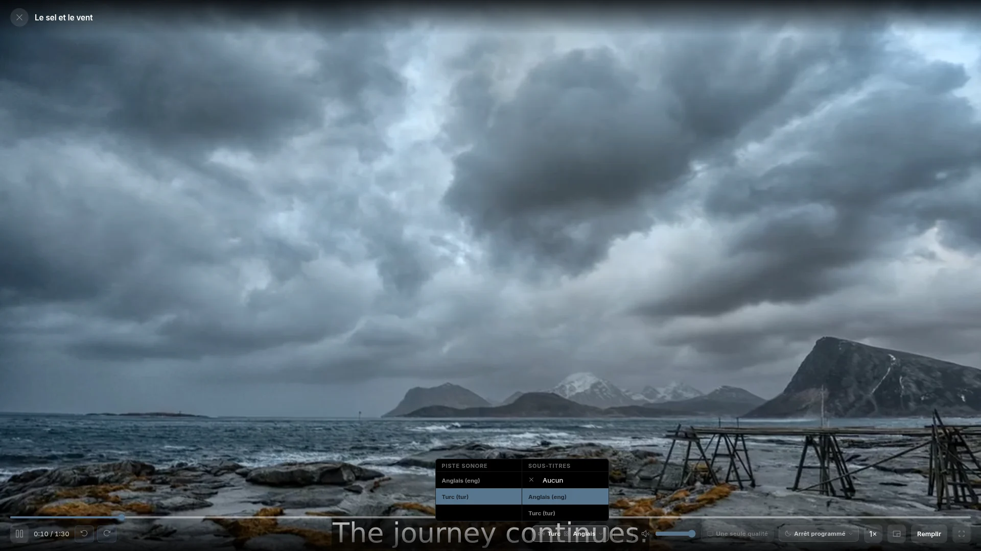 Audio. Sous-titres. Choisissez une fois. Playova s’en souvient.