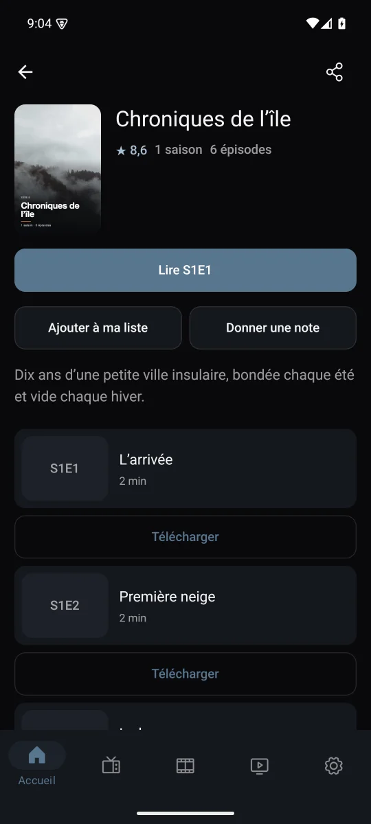 Séries et Ma liste