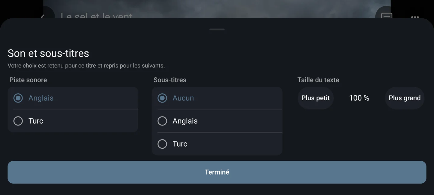 Audio et sous-titres