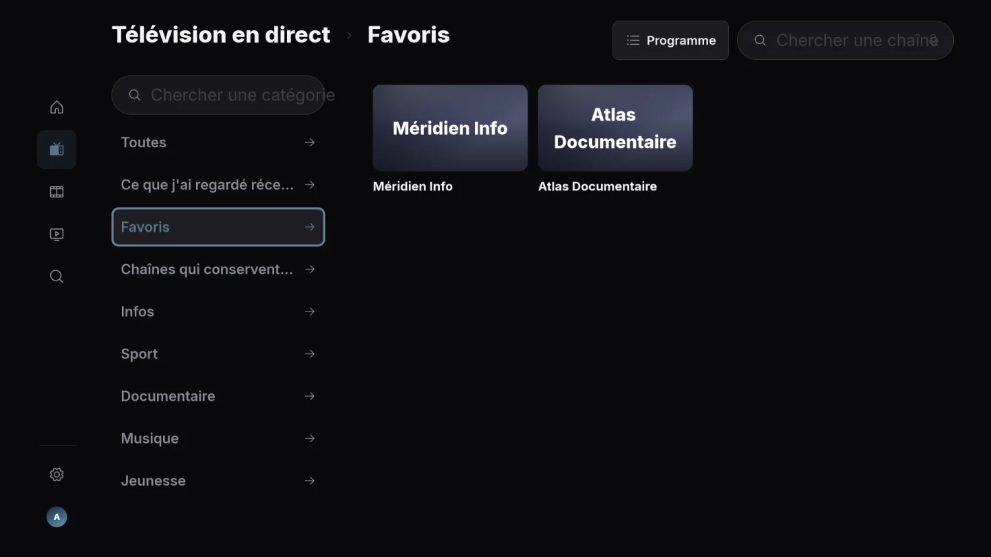 Chaînes favorites