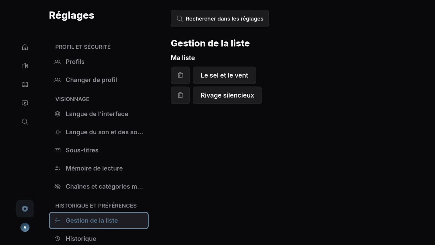 Séries et Ma liste