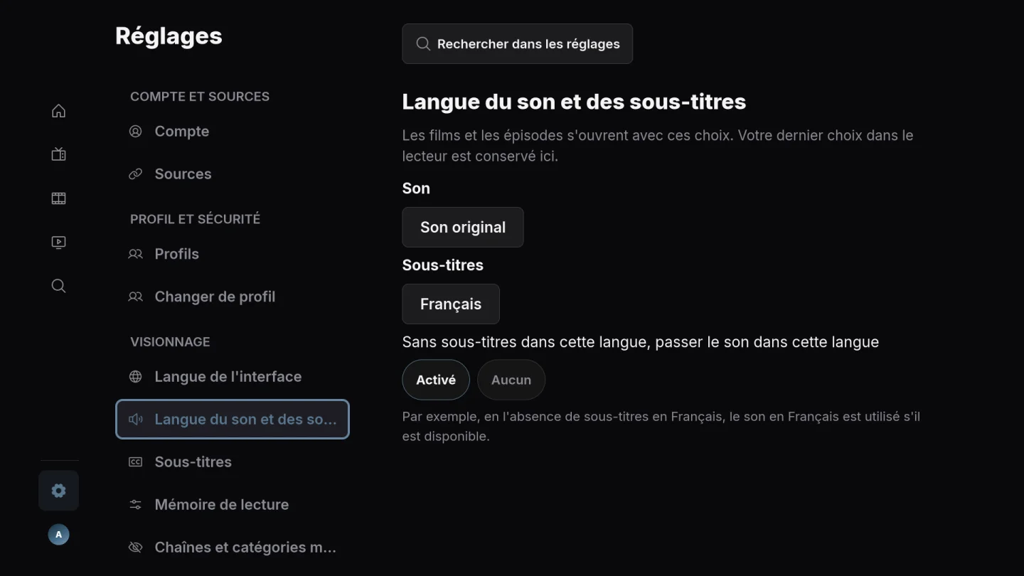 Audio et sous-titres