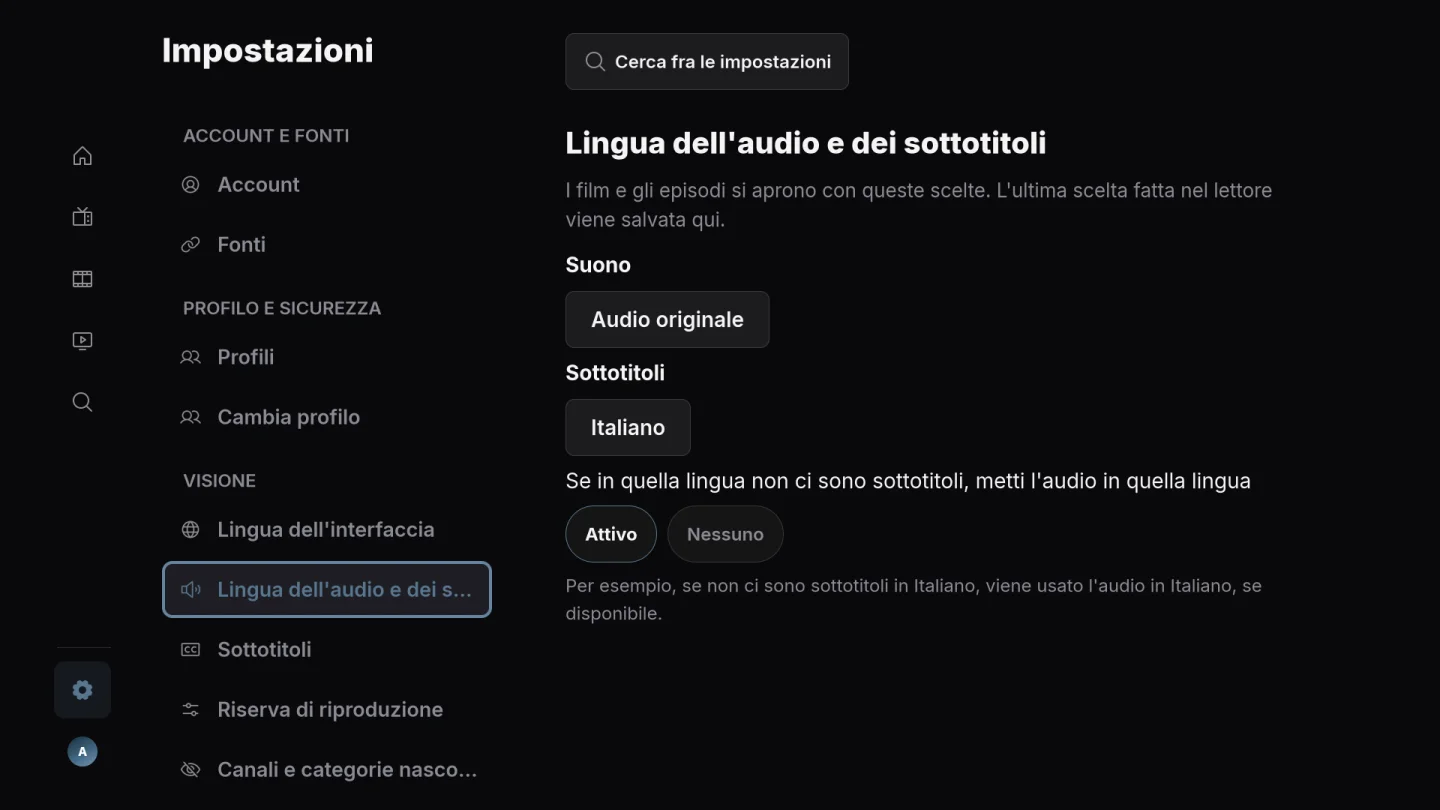 Audio e sottotitoli