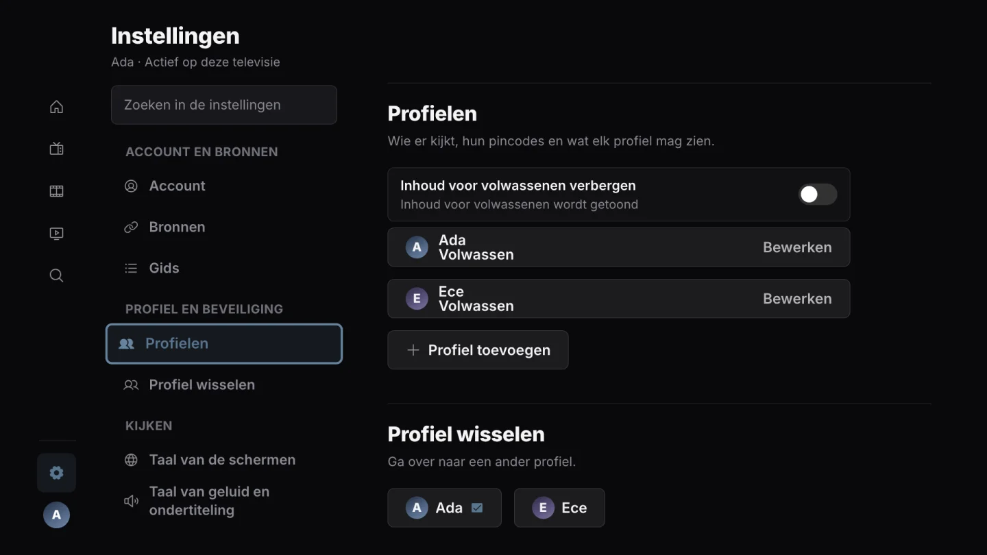 Profielen en pincode