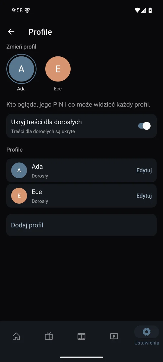 Profile i PIN