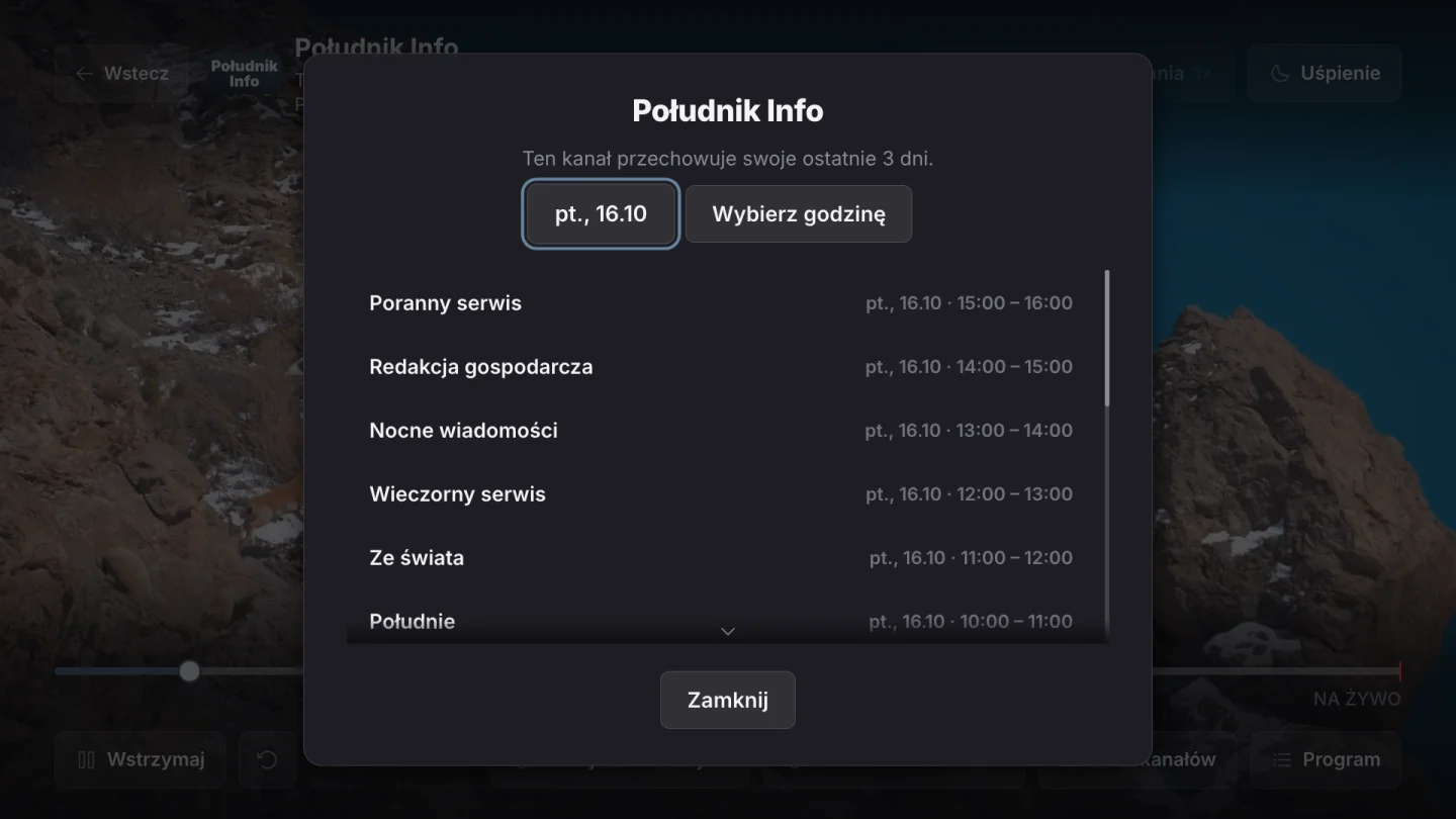 Telewizja z odtworzeniami