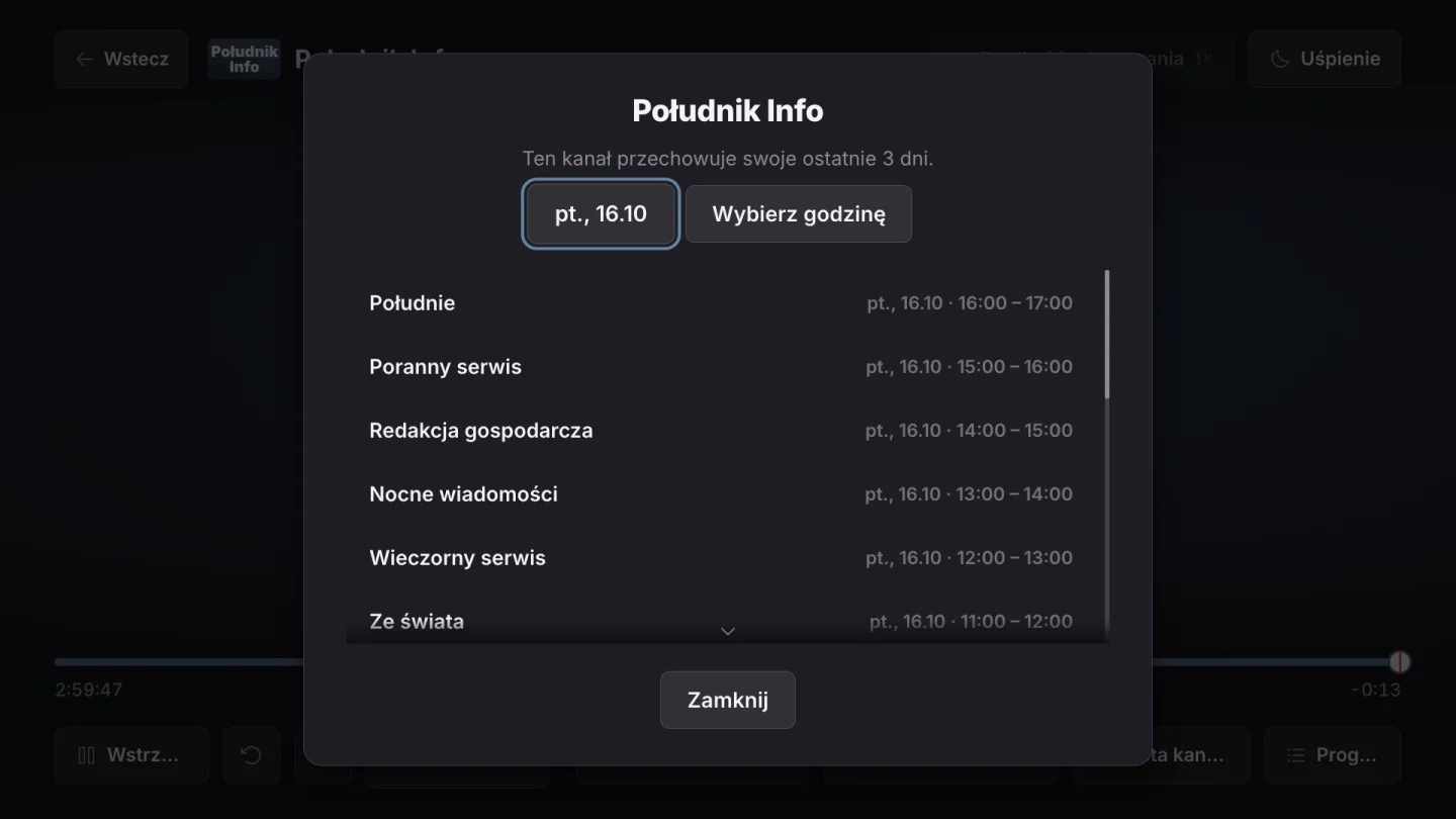 Telewizja z odtworzeniami