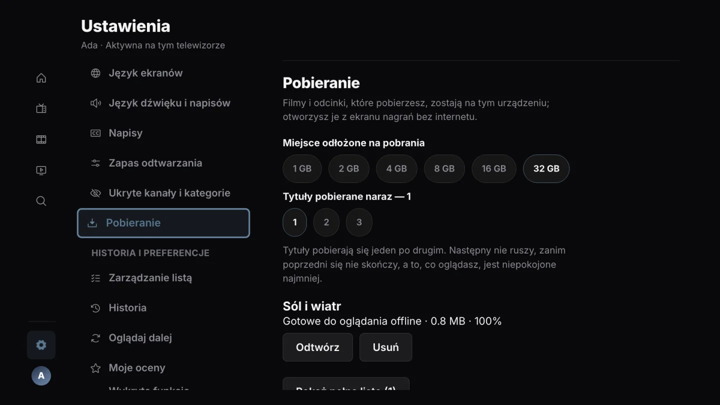 Oglądanie offline