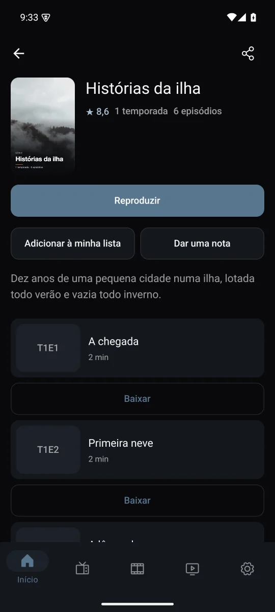 Séries e Minha lista