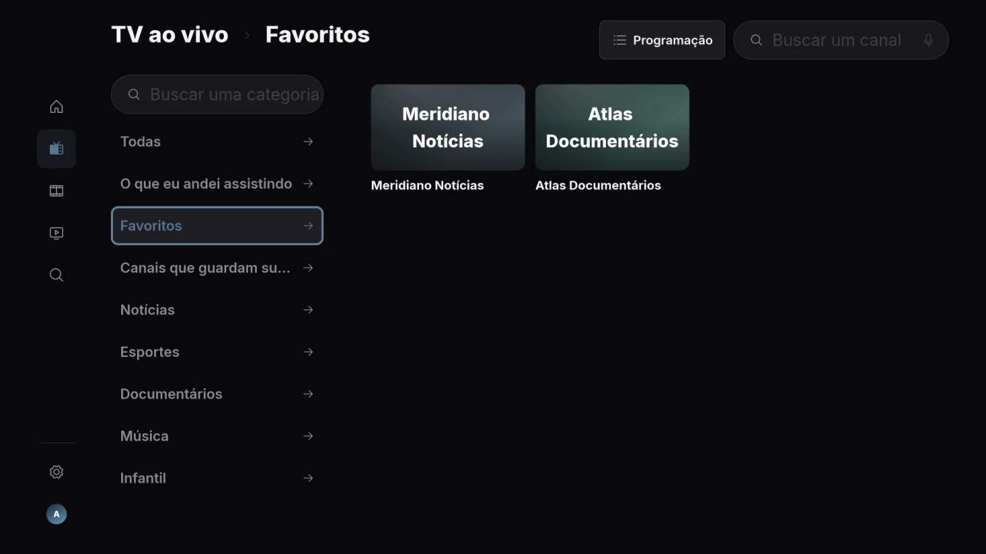 Canais favoritos