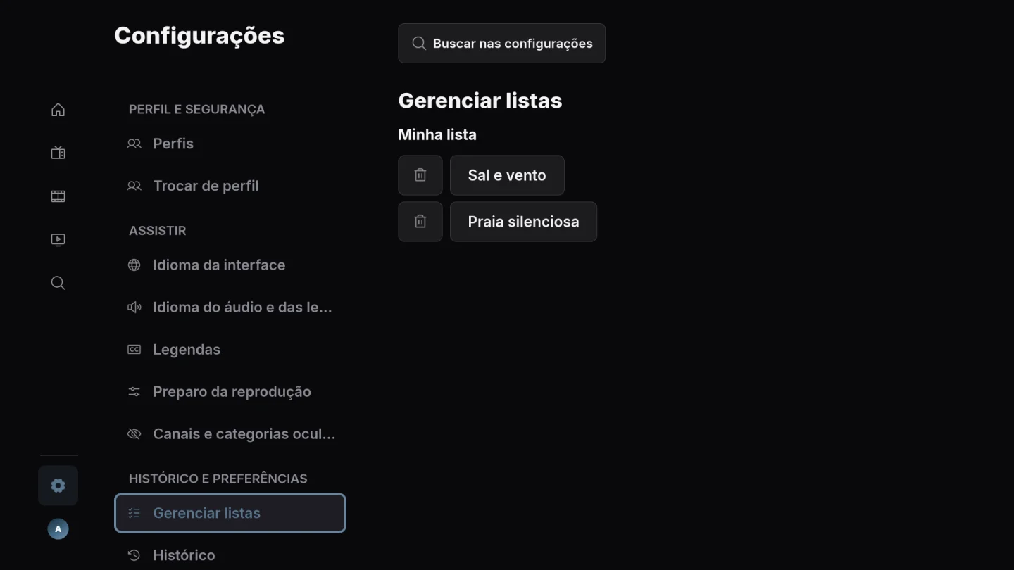 Séries e Minha lista