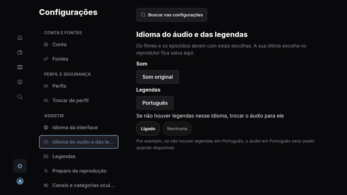 Áudio e legendas