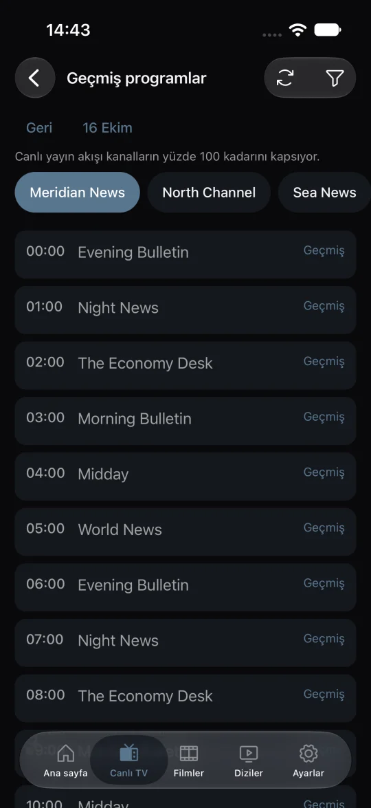 Geçmiş bir programa dönün.
