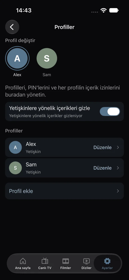 Her izleyiciye kendi alanı.