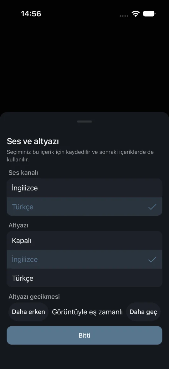 Sesi ve altyazıyı seçin.