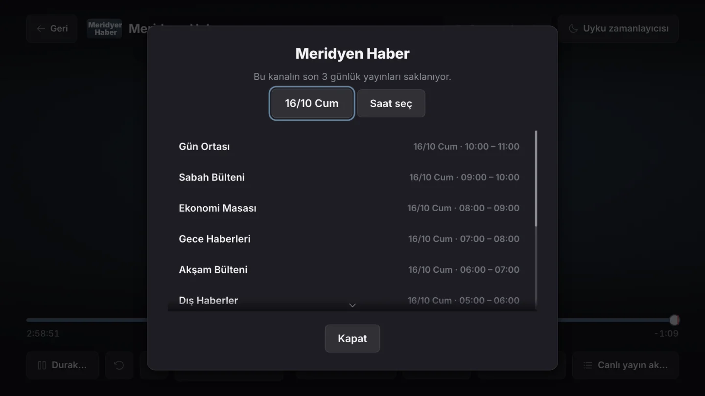 Geçmiş bir programa dönün.