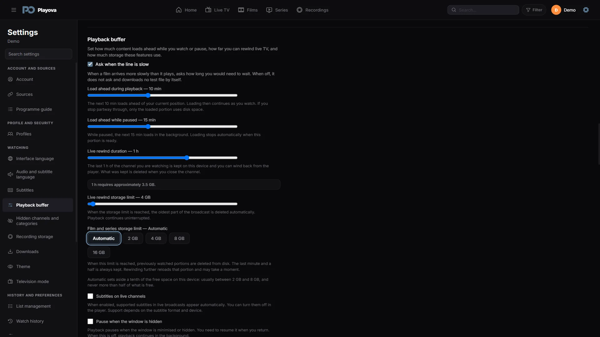 Buffer options