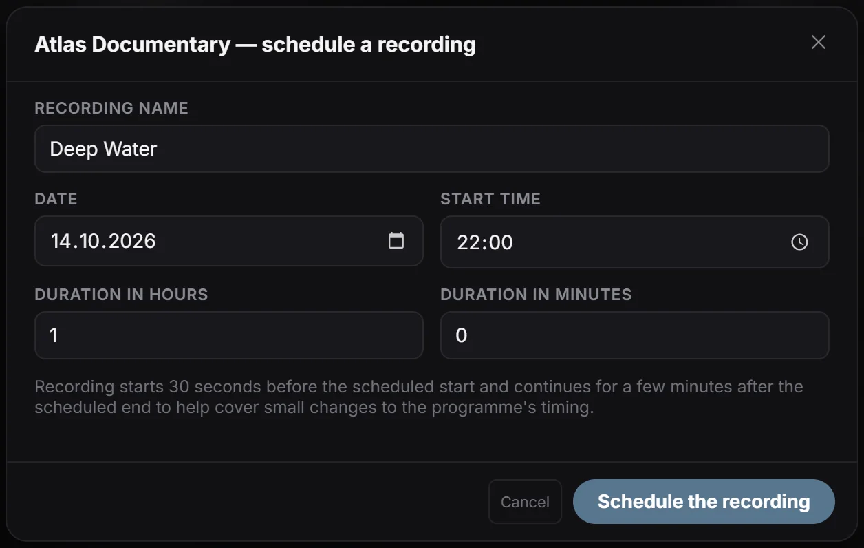 Scheduled recording