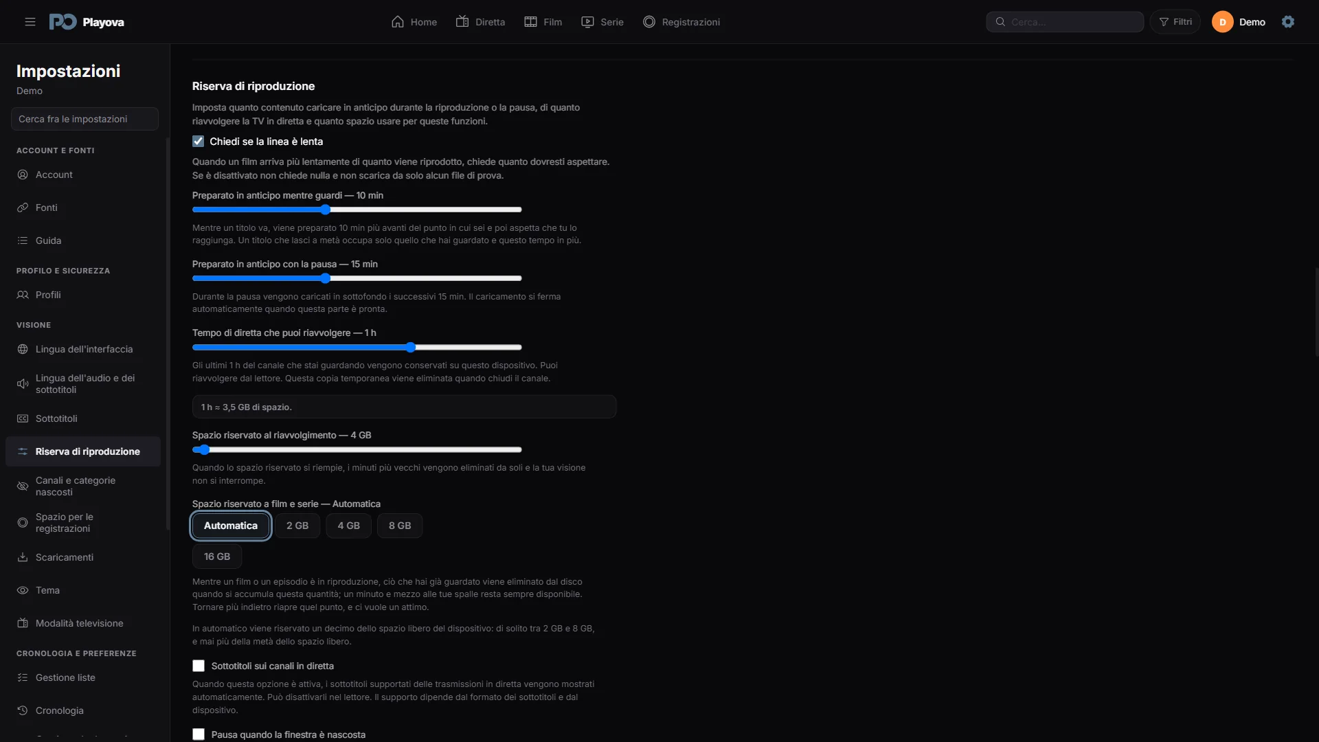 Opzioni buffer