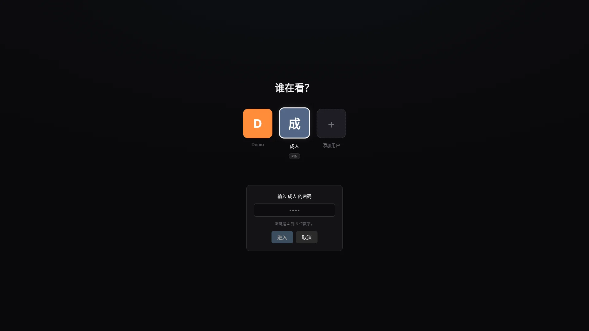 选择个人资料。 设置 PIN。 保护访问。